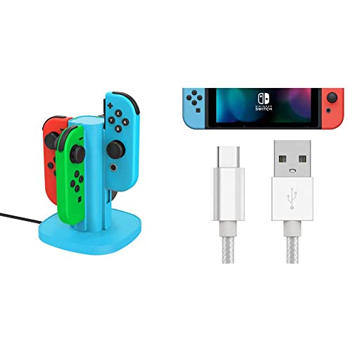 TALK WORKS Joy-Con Charging Dock for Nintendo Switch & TALK WORKS USB C Braided Nylon Charging Cable