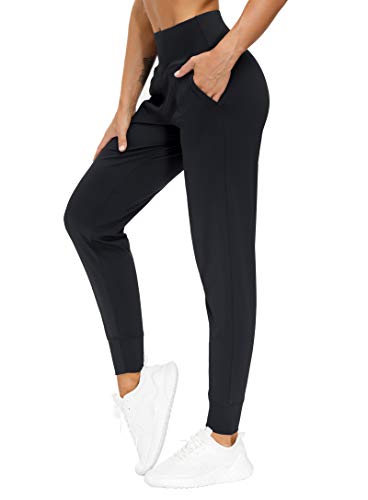THE GYM PEOPLE Womens Joggers Pants with Pockets Athletic Leggings Tapered Lounge Pants for Workout, Yoga, Running, Training (X-Large, Black)