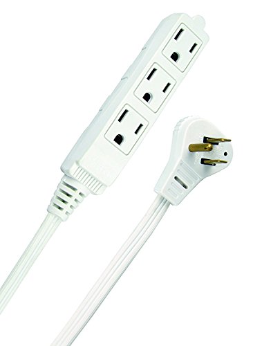 Woods Slimline 2232 Angled Flat Plug Extension Cord, Space Saving Flat Design, 3 Grounded Outlets, 13-Foot, 13 Amps, 1625 Watts, 125 Volts, UL Listed, White Color
