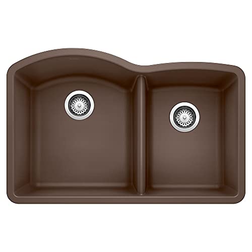 BLANCO, Café Brown 440177 DIAMOND SILGRANIT 60/40 Double Bowl Undermount Kitchen Sink, 32' X 21'