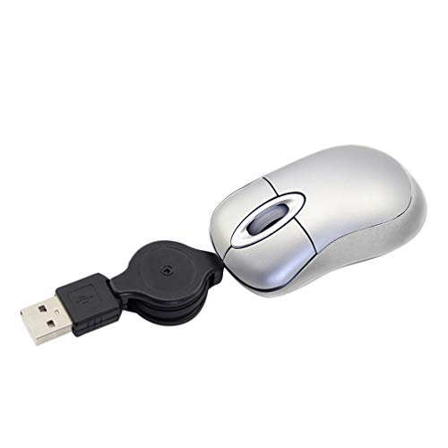 Mini USB Wired Mouse,Retractable Cable Tiny Small Mouse for 3-8 Years Kids Children,1600 DPI Optical Compact Travel Mice with 2.3-Foot USB Cord for Kid Laptop Computer (Silver)