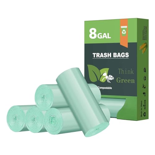 Biodegradable 8 Gallon Trash Bags, AYOTEE Garbage Bags 8 gallon, Compostable Medium Trash Bags, Unscented Leak Proof Bags for Office, Home, Bathroom, Bedroom, Car, Kitchen, Pet(Green)