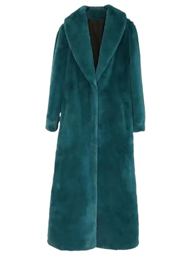 Vogrtcc Women Winter Faux Fur Coat Long Sleeve Shawl Collar Fashion Long Overcoat