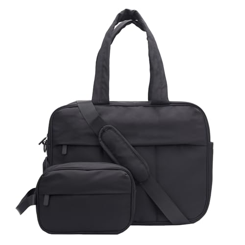 MINKARS Weekender Bag, Travel Duffel Bag Gym Tote Bag Personal Item Bag for Airlines 16 Inch, Black