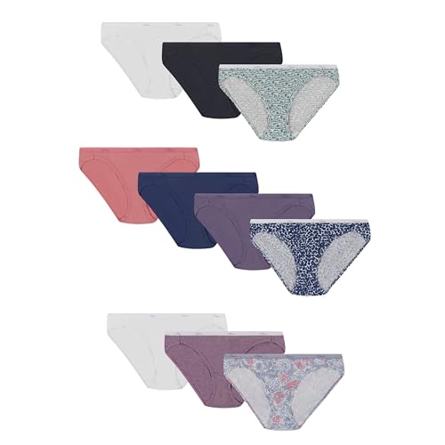Hanes Women's Underwear Pack, Classic Cotton Bikini Panties, 10-Pack (Colors May Vary), Solid/Print Mix, 7