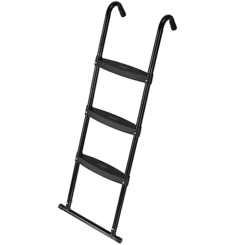 Gardenature Universal Safety Trampoline Ladder 3 Steps Wide Trampoline Black Replacement Accessories Parts