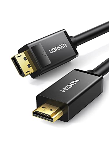 UGREEN 4K Displayport to HDMI Cable Uni-Directional UHD DP to HDMI Connector Video Display Cord for HDTV Monitor Projector Computer 6FT