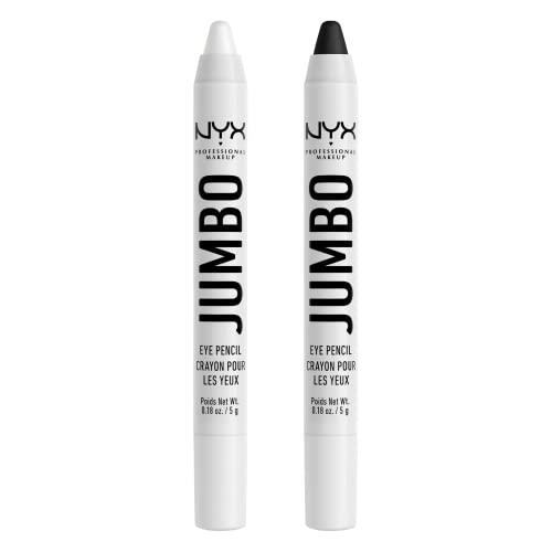 NYX PROFESSIONAL MAKEUP Jumbo Eye Pencil, Blendable Eyeshadow Stick & Eyeliner Pencil - Milk & Black Bean (2-Pack)