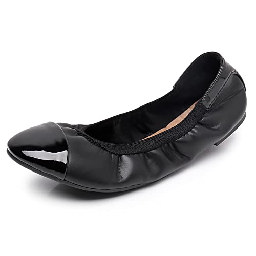 GAWBAW Women's Ballet Flats Shoes - Slip on Casual Flats Round Toe Walking Ballerina Shoes for Women Black