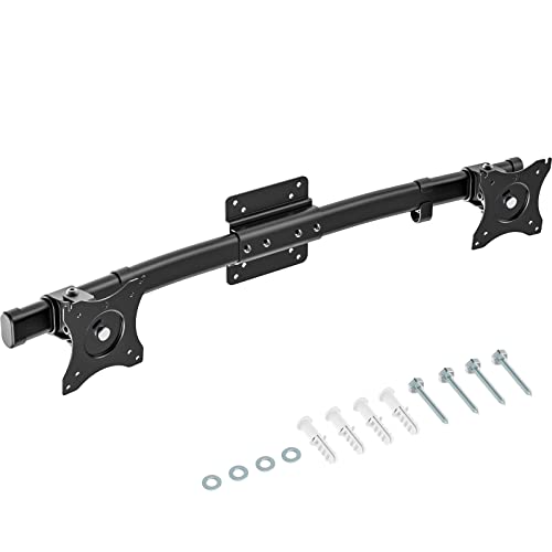 WALI Dual Monitor Wall Mount, Single to Double Bracket Adapter, Horizontal Assembly Arm for 2 Screen up to 27 inch (012ARM), Black