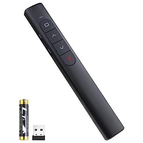 Wireless Presenter Remote, Presentation Clicker with Hyperlink & Volume Remote Control PowerPoint Office Presentation Clicker for Keynote/PPT/Mac/PC/Laptop(Battery Included)