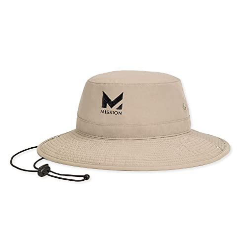 MISSION Cooling Bucket Hat, Khaki - Unisex Wide-Brim Hat for Men & Women - Lightweight, Foldable & Durable - Cools Up to 2 Hours - UPF 50 Sun Protection - Machine Washable