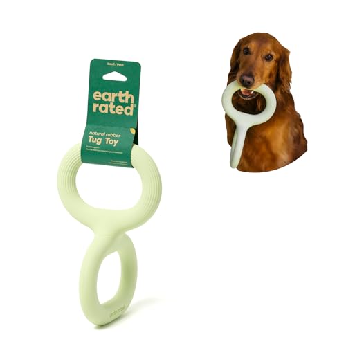 Earth Rated Tug of War Dog Toy - Interactive Pull Toy for Adult and Puppy Dogs - Ergonomic Grip - Natural Rubber - Small - Green