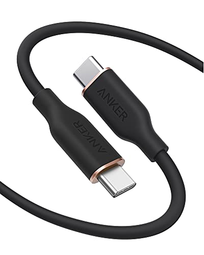 Anker USB C Cable(100W 6ft) Type C Charger Cord Powerline III Flow Silicone Fast Charging for iPhone 15/15Pro/15ProMax MacBook Pro 2020,iPad Pro 2020, iPad Air 4,Samsung Galaxy S23(Midnight Black)