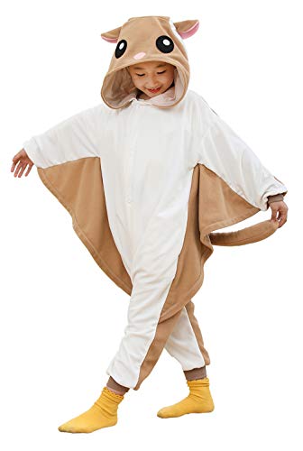 Unimyst Unisex Kids Flying Squirrel Onesie Pajamas, Polar fleece Role Playing Animal One Piece Halloween Costume Pajamas Home Clothing