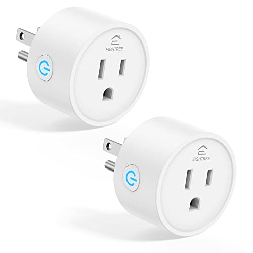 EIGHTREE Smart Plug, Smart Plugs That Work with Google Home, Compatible with SmartThings, Smart Outlet with WiFi Remote Control and Timer Function, 2.4GHz Wi-Fi Only, 2Packs