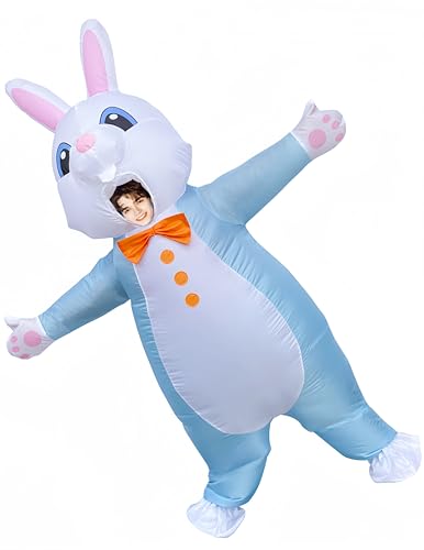 JINSTABAG Inflatable Bunny Costume Full Body Air Blow-up Deluxe Halloween Easter Costume for Adult Size