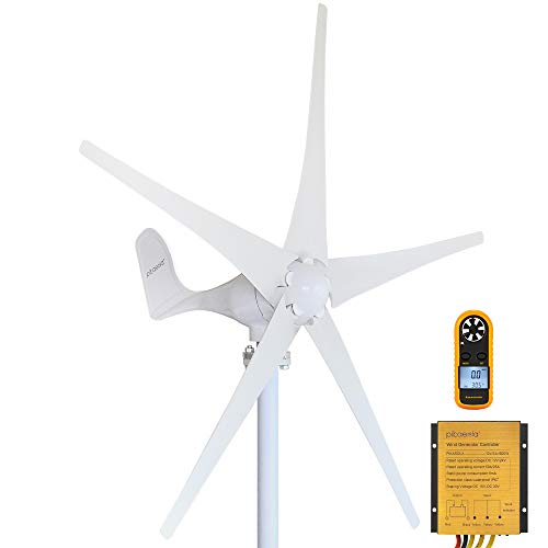 Pikasola Wind Turbine Generator Kit 400W 12V with 5 Blade, with Charge Controller, Wind Power Generator for Marine, RV, Home, Windmill Generator Suit for Hybrid Solar Wind System