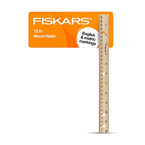 Fiskars Wood Ruler - 12' Straight Edge Ruler for Kids - Back to School Supplies for Students