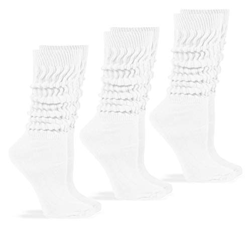 Jefferies Socks Womens Slouch Cotton Knit Socks 3 Pair Pack (Large, White)