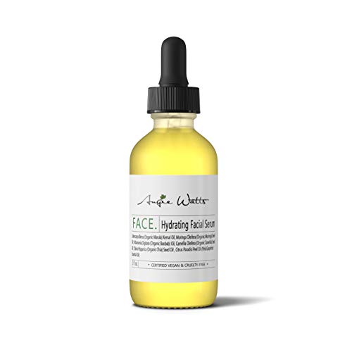 Angie Watts FACE. Hydrating Facial Serum, 2oz - All Natural and Organic Ingredients | 100% Vegan | Ultra Hydrating | Fragrance-free | Formulated with Luxury Beauty Oil, Marula