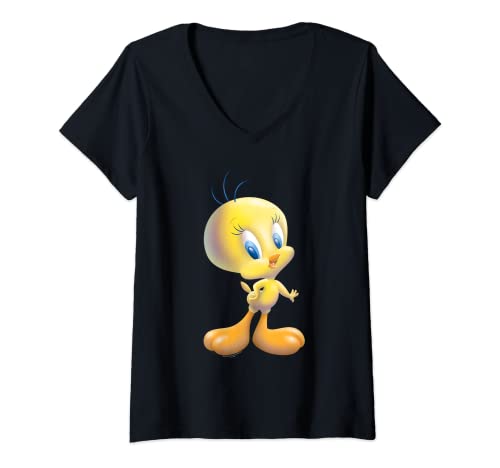 Womens Looney Tunes Tweety Bird Airbrushed V-Neck T-Shirt