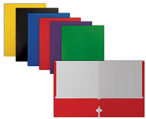 Better Office Products Letter Size Paper Portfolios Case of 100, Assorted Primary Colors, (Assorted, 2 Pocket Paper Folders)