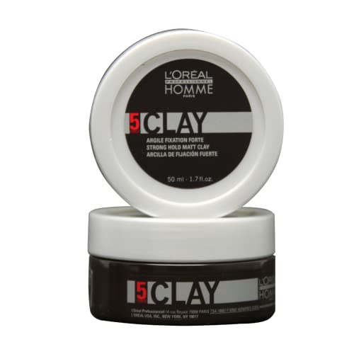 L'Oreal Professionnel Men’s Styling Clay | For All Hair Types | Provides Strong Hold and Matte Finish | 1.7 Fl. Oz.