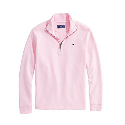 vineyard vines Men's Saltwater Quarter-Zip Pullover Sweater, Pink Cloud Solid, Large