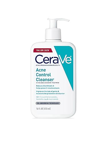 CeraVe 2% Salicylic Acid Acne Face Wash - Purifying Clay Cleanser for Oily Skin,16 fl oz, (Pack of 1)