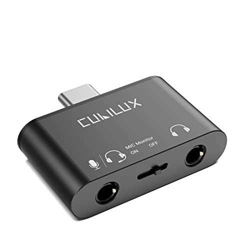 Cubilux USB C Mic Splitter for TRRS Lav Microphone,TRRS Headphone Mic with Mic Monitoring,Type C to 3.5mm Microphone Splitter Suitable for Recording USB C Support Android,Ipad OS,Mac OS,Window etc