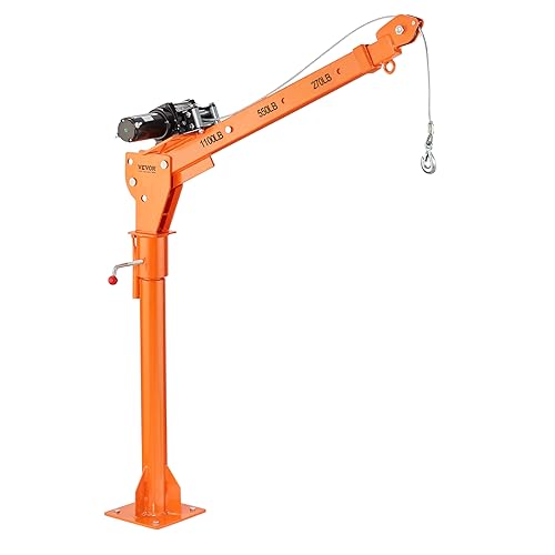 VEVOR Electric Pickup Truck Crane, 1100 lbs Capacity, 360° Swivel, Truck Jib Crane Hoist with Three Boom Capacities of 275 lbs, 550 lbs & 1100 lbs, for Lifting Goods in Construction, Forestry, Factory