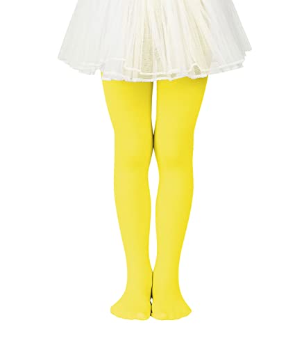 Century Star Ballet Dance Tights Footed Ultra-Soft Kids Super Elasticity School Uniform Tights For Girls 1 Pack Yellow 6-9 Years