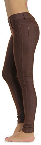 Prolific Health Women's Jean Look Jeggings Tights Slimming Many Colors Spandex Leggings Pants (X-Large, Coffee)