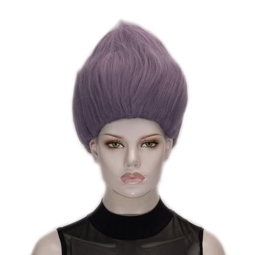 QACCF Men and Women Unisex Short Straight Yaki Realistic Halloween Costume Cosplay Wig (Light Purple)