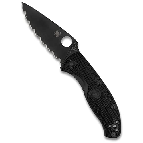 Spyderco Tenacious Lightweight Folding Utility Pocket Knife with 3.39' Black Stainless Steel Blade and Black FRN Handle - Everyday Carry - SpyderEdge - C122SBBK