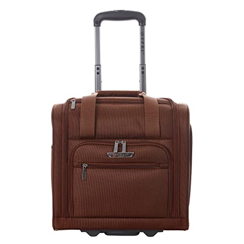 TPRC Smart Under Seat Carry-On Luggage with USB Charging Port, Brown, Underseater 15-Inch