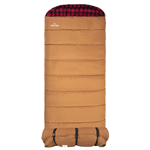 TETON Sports -35 Degree and 0 Degree Sleeping Bag. Warm and Comfortable Camping Sleeping Bag, TETON Tough Canvas Shell for Camping, Hunting, and Cold Weather, Brown