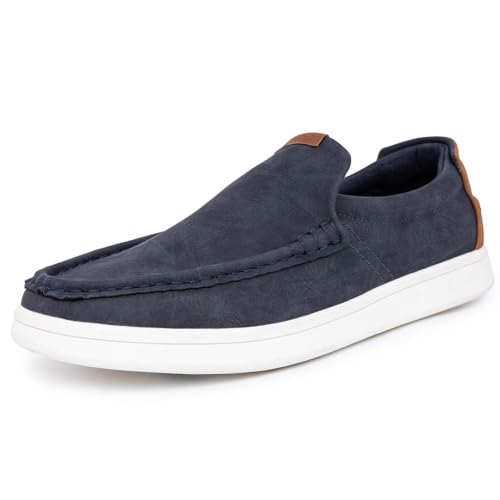 Nautica Men's Slip-On Loafers Casual Moc Toe Sneakers Boat Shoes Slipper for Men – Lightweight, Comfortable & Breathable-Derwin-Navy Smooth-Size 9.5