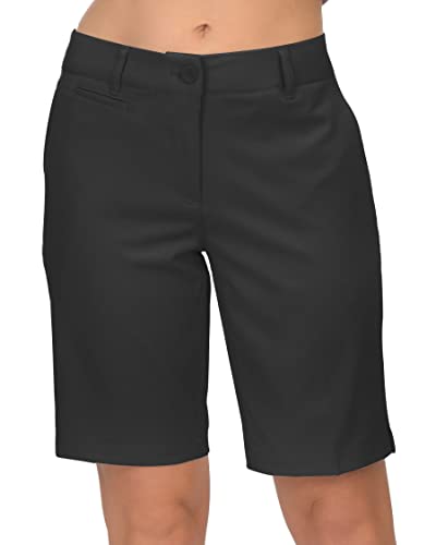 Lesmart Womens Golf Shorts Lightweight Stretch Relaxed Fit Knee Length Ladies Bermuda Shorts Black 6