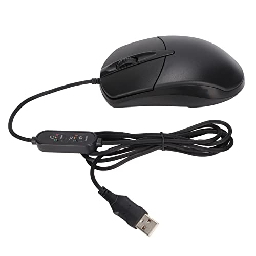 Heated Mouse, ABS 1600DPI 3 Levels Adjustable Ergonomic Wired Heating Mouse for Windows, OS X System Desktop Laptop (Black)