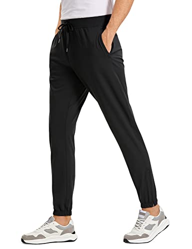 CRZ YOGA Mens 4-Way Stretch Golf Joggers with Pockets 32' - Work Sweatpants Track Gym Athletic Workout Hiking Pants Black Large