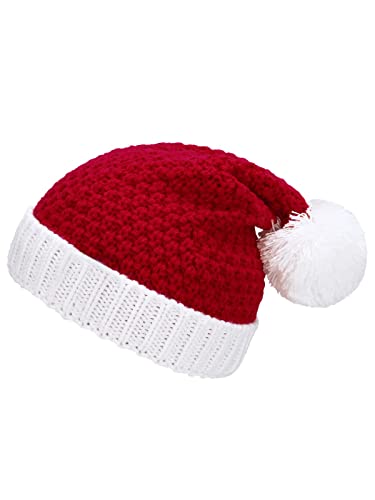 Century Star Christmas Hats for Women Santa Hat Adult Unisex Classic Knitted Warm Beanie for New Year Holiday Party Hats Red M