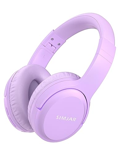 SIMJAR Kids Bluetooth Headphones, Lightweight Kids Girl Adult Headphone with Microphone, Volume Limiter 85/94dB, 50H Playtime, Over Ear Kids Wireless Headphones for Tablet/iPad/Travel