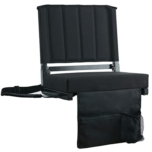 SPORT BEATS Stadium Seat for Bleachers with Back Support and Cushion Includes Shoulder Strap and Cup Holder