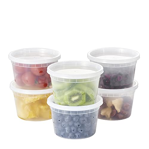 [48Set - 16oz.] Plastic Deli Food Storage Containers With Plastic Lids, Disposable togo containers for soup, Meal Prep, Slime | BPA Free | Stackable | Leakproof | Microwave | Dishwasher | Freezer Safe