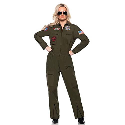 UNDERWRAPS TOPGUN Women's Jumpsuit - Officially Licensed US NAVY TOPGUN Costume, Womens Fighter Pilot Halloween Costume, Adults Couples Costume, Small (4-6)