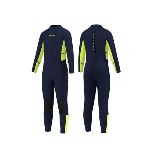 Goldfin Kids Wetsuit for Boys Girls, 3mm Neoprene Fullsuit for Toddler Back Zip Youth Water Aerobics Diving Boating Snorkeling Surfing Swimming