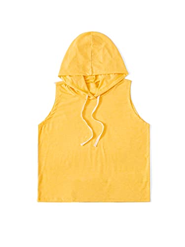 SweatyRocks Women's Summer Sleeveless Hooded Tank Top T-Shirt for Athletic Exercise Relaxed Breathable Yellow M