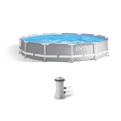 Intex 12' x 30' Prism Frame Round Above Ground Swimming Pool Set with 530 GPH Filter Pump